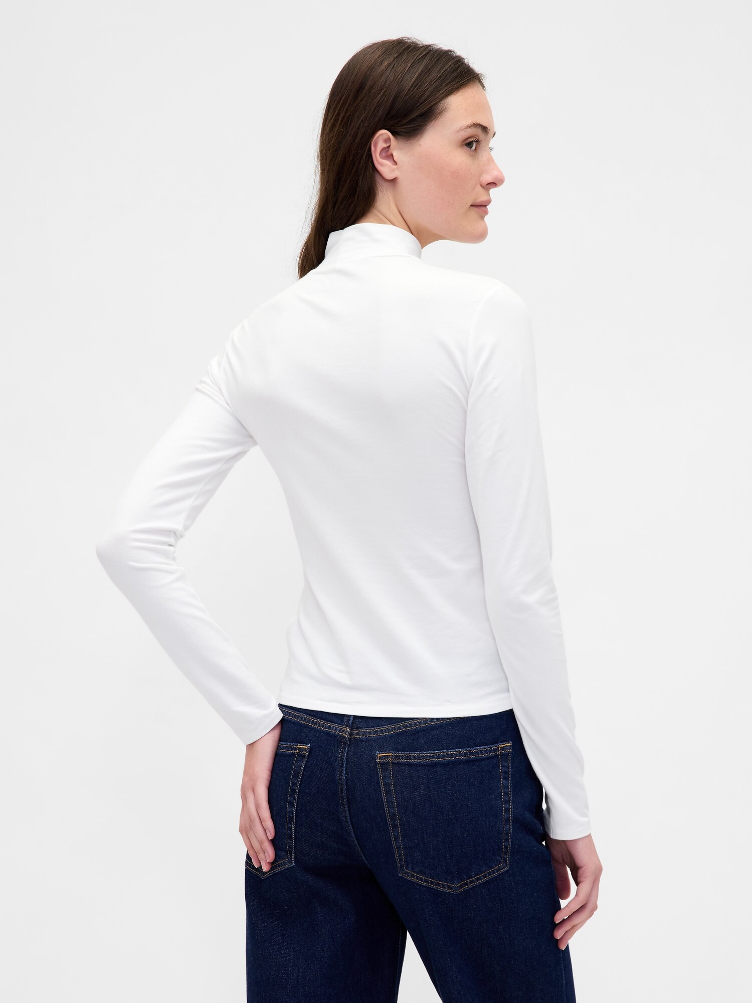 クローズニット ジャージー モックネックTシャツ-2