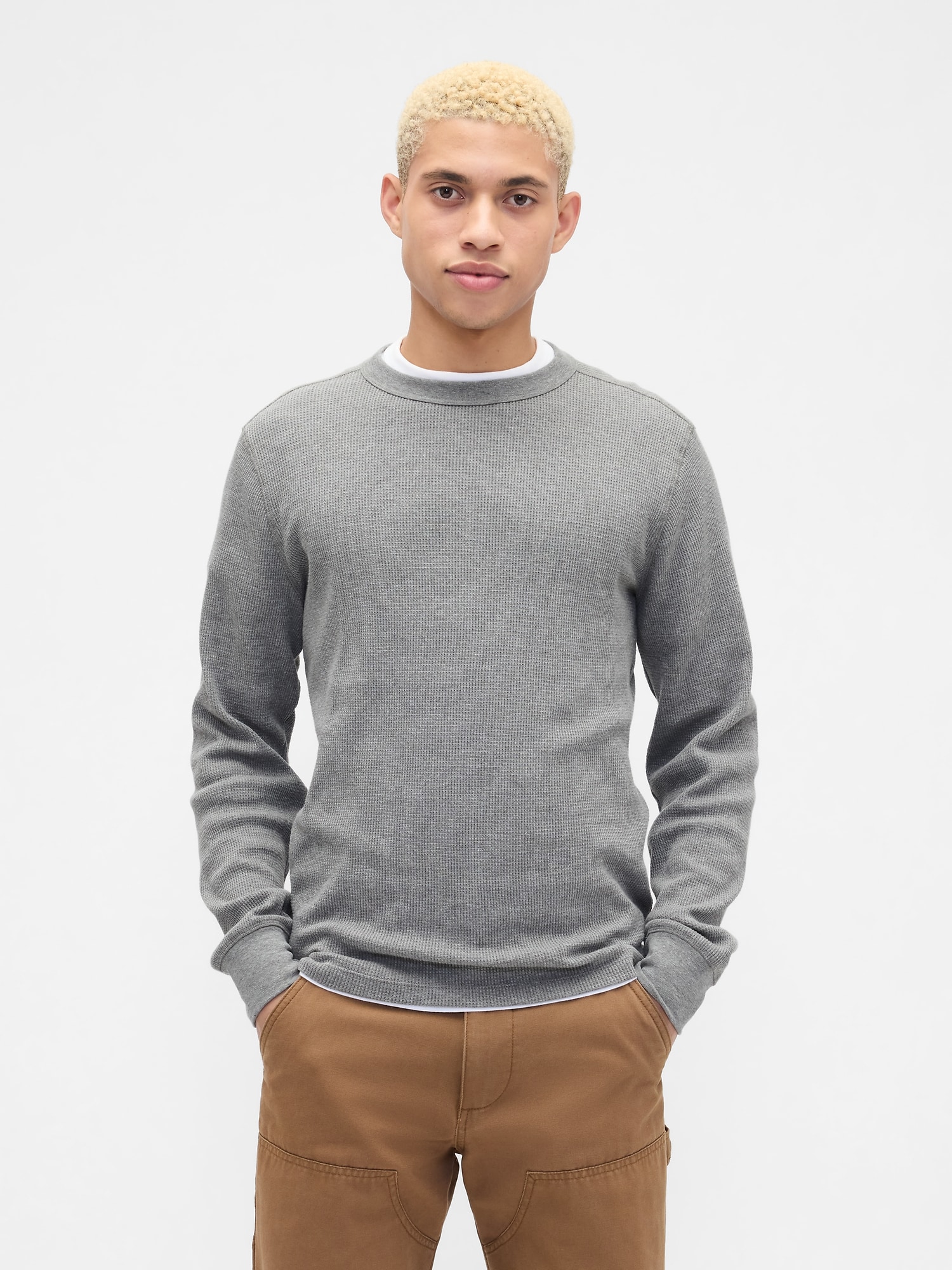 Waffle-Knit Crewneck T-Shirt