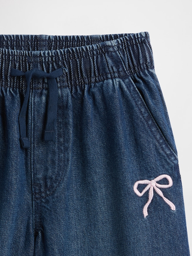 ハイライズ 刺しゅう プルオン ワイドデニム (キッズ)-2