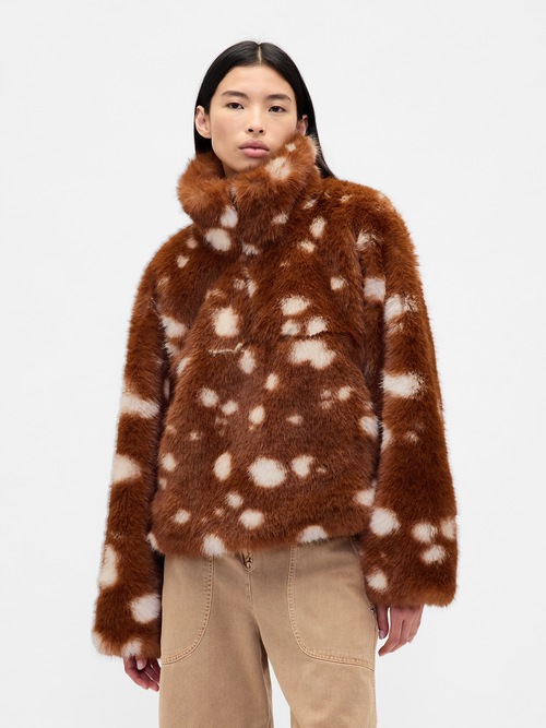 Gap &times; Sandy Liang スポット ヴィーガンファー ハーフジッププルオーバー