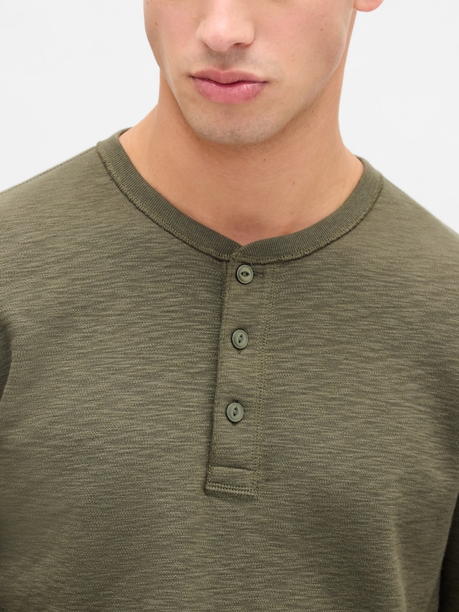 ダブルニット ヘンリーネックTシャツ-3