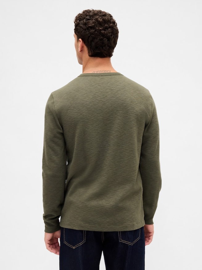 ダブルニット ヘンリーネックTシャツ-2