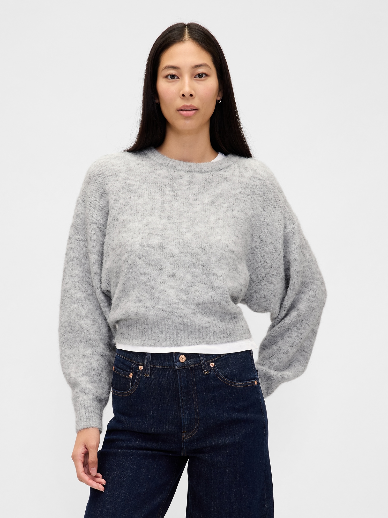 Fuzzy Oversized Crewneck Sweater