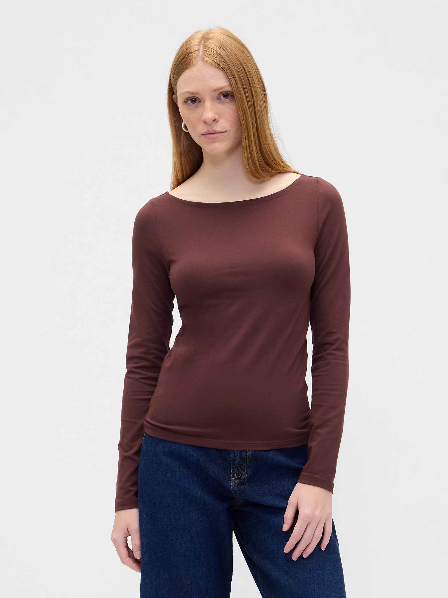 Stretch Jersey Boatneck T-Shirt
