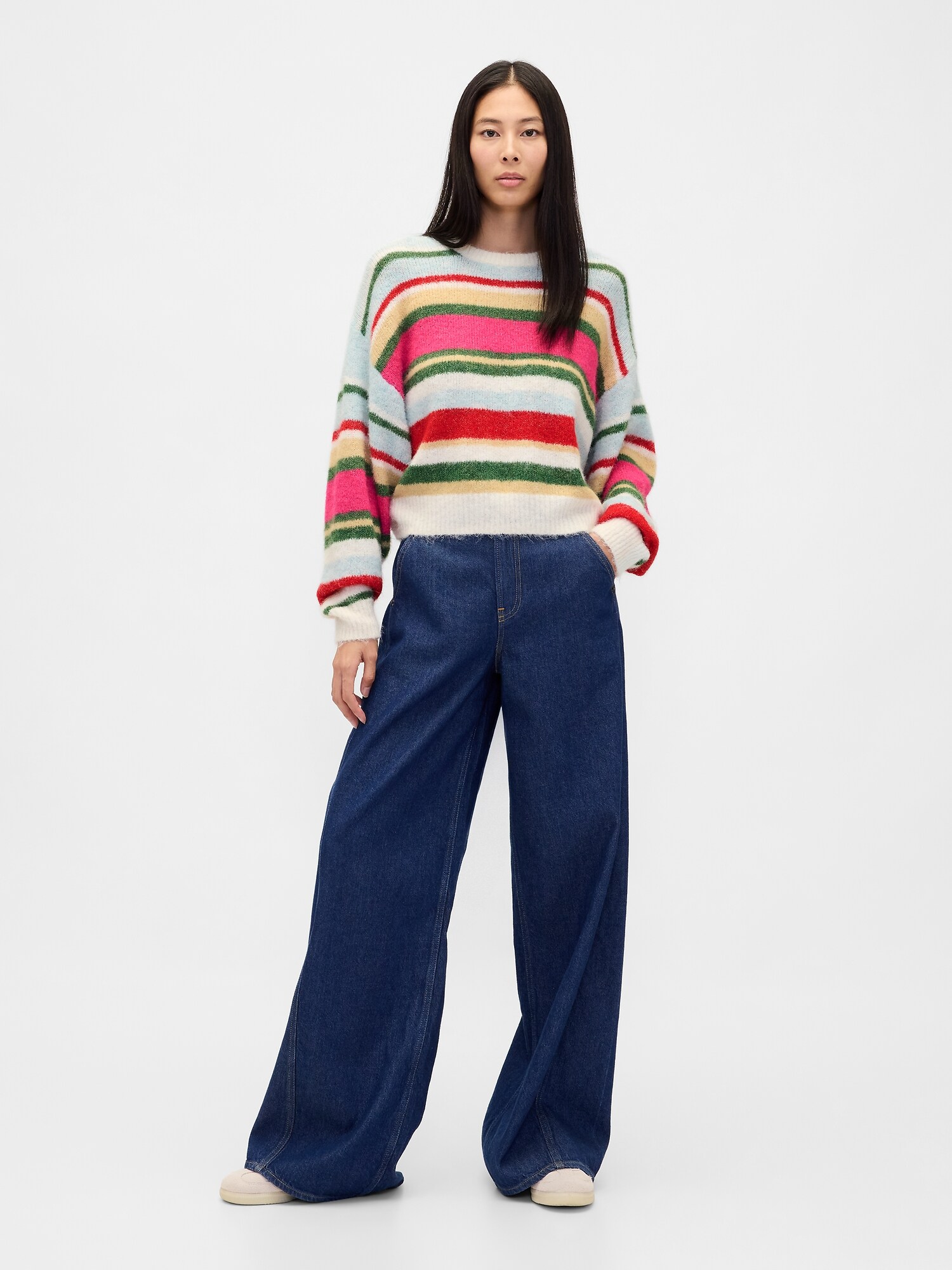 ふわもこ オーバーサイズ クルーネックセーター-1