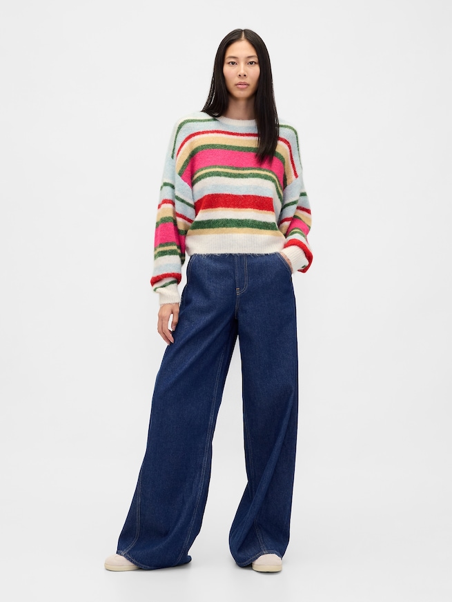 ふわもこ オーバーサイズ クルーネックセーター-1