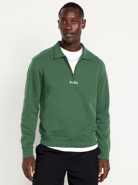 Collared Graphic Fleece Pullover