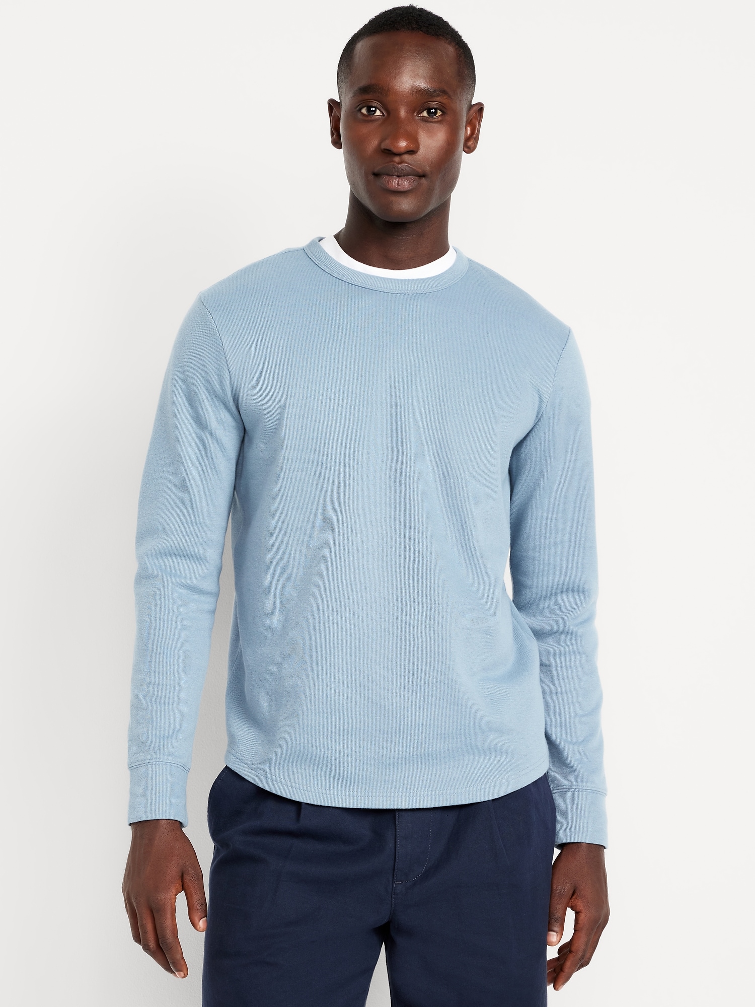 カットソー(長袖/七分) LONG SLEEVE HEM RIB TEE (NAVY) 2xl 5158-Navy-6-PC55LSNavyFlatBack