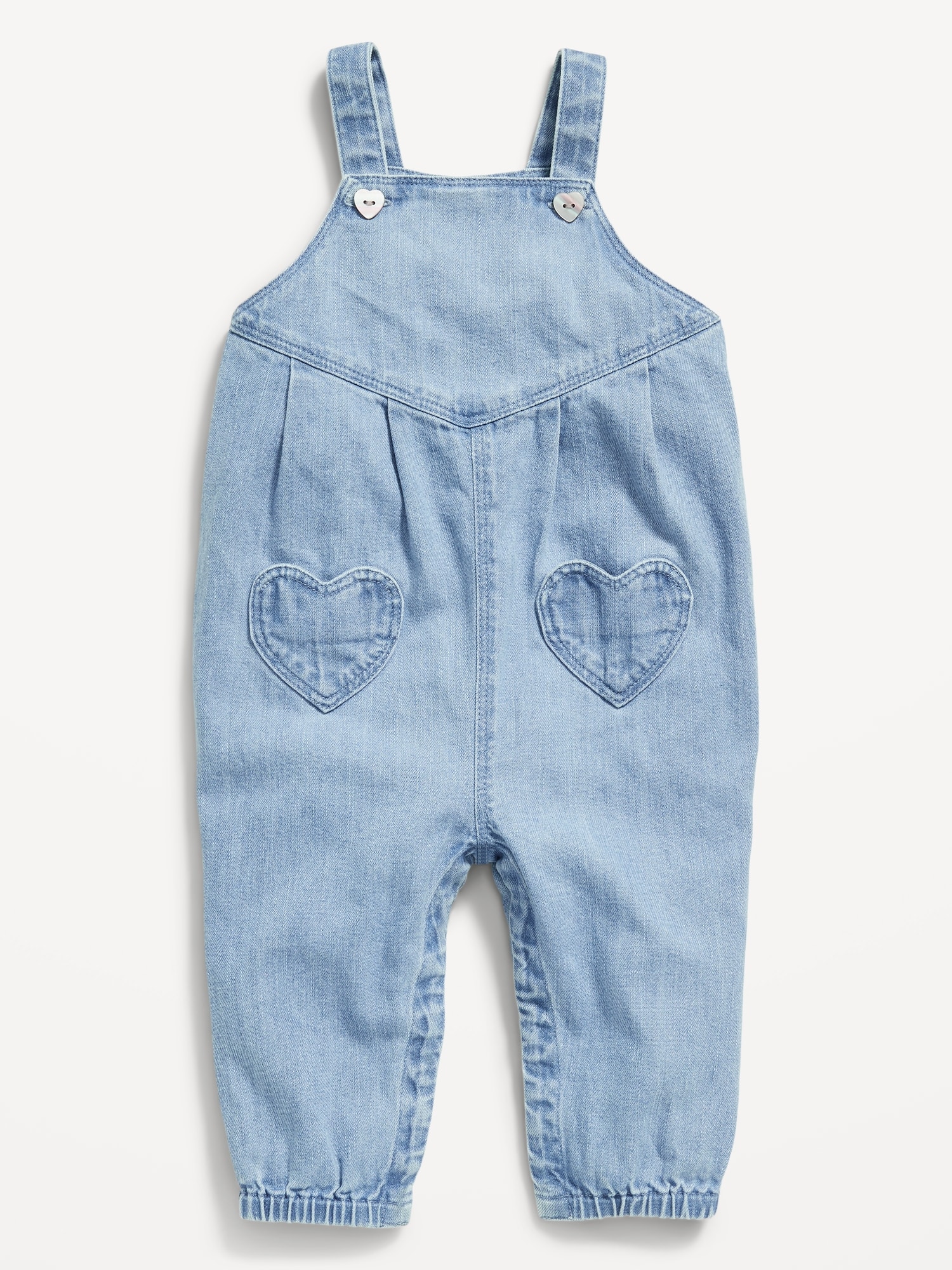 Sleeveless Heart-Pocket Jean Jumpsuit for Baby