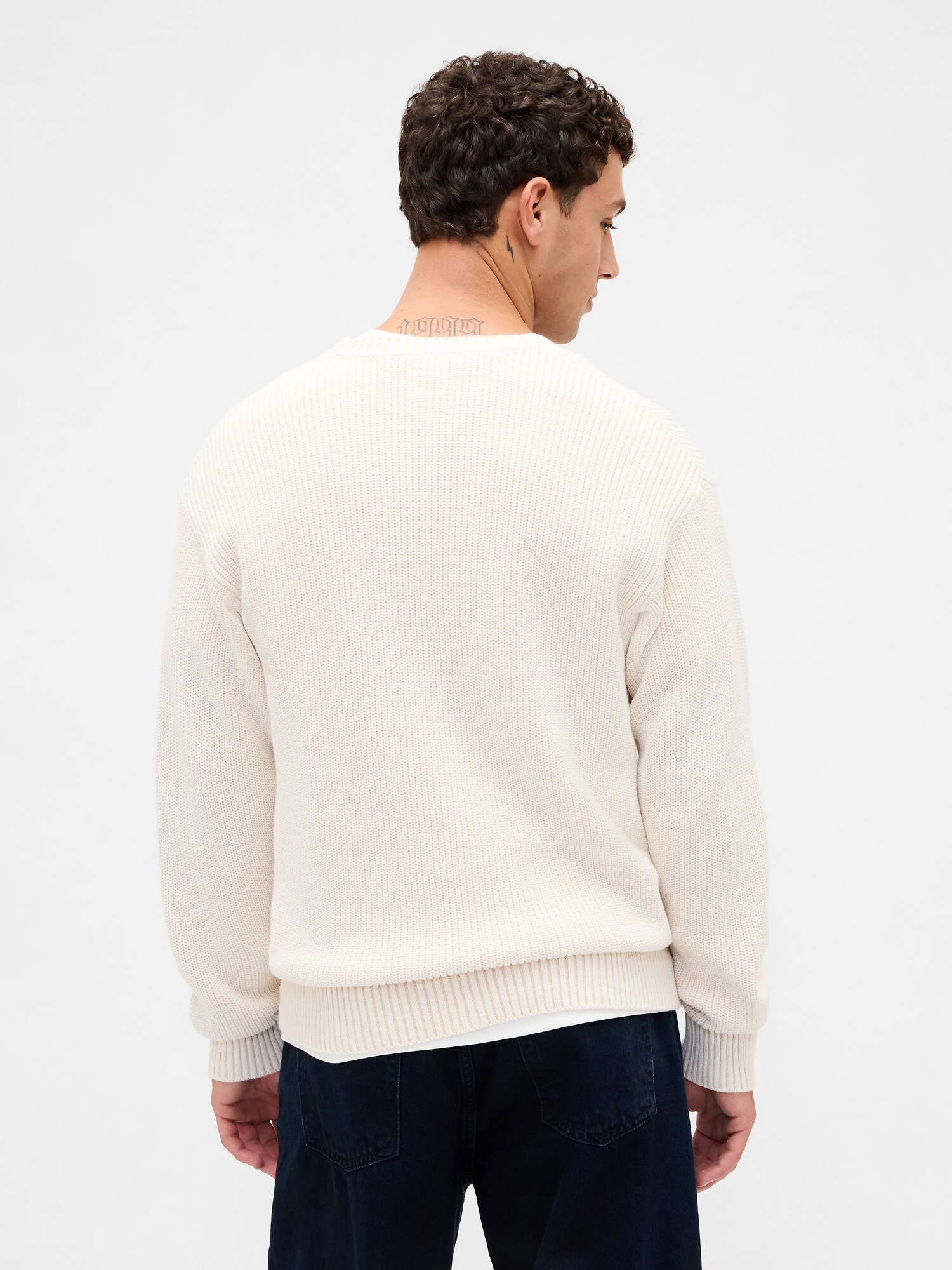 リラックスフィット リブ クルーネックセーター-2