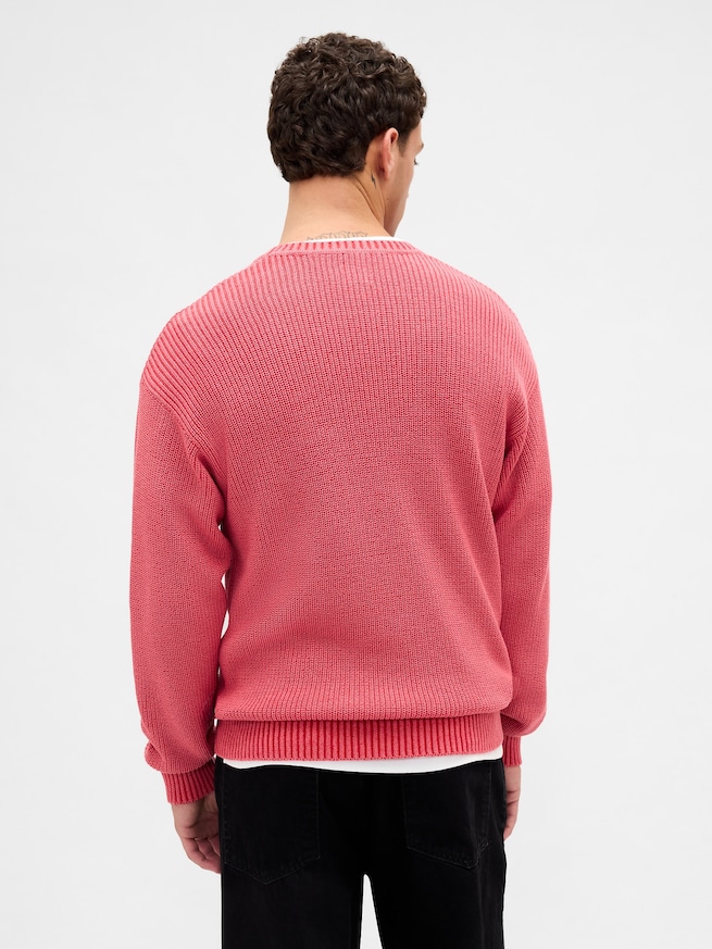 リラックスフィット リブ クルーネックセーター-2