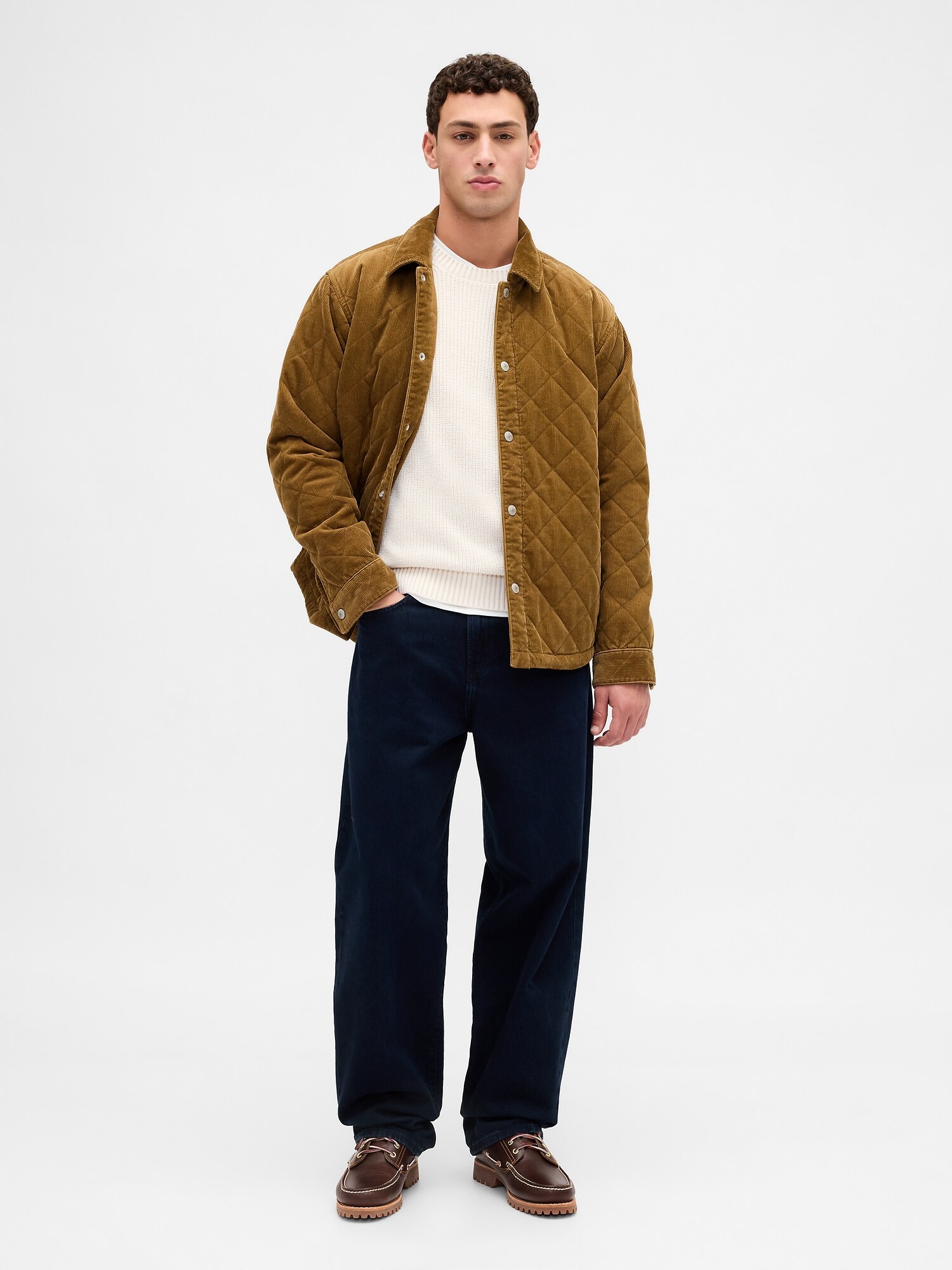 リラックスフィット リブ クルーネックセーター-1