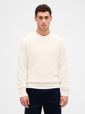 リラックスフィット リブ クルーネックセーター