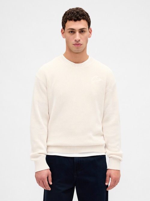 リラックスフィット リブ クルーネックセーター