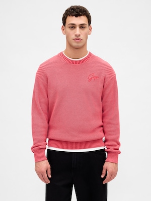 リラックスフィット リブ クルーネックセーター