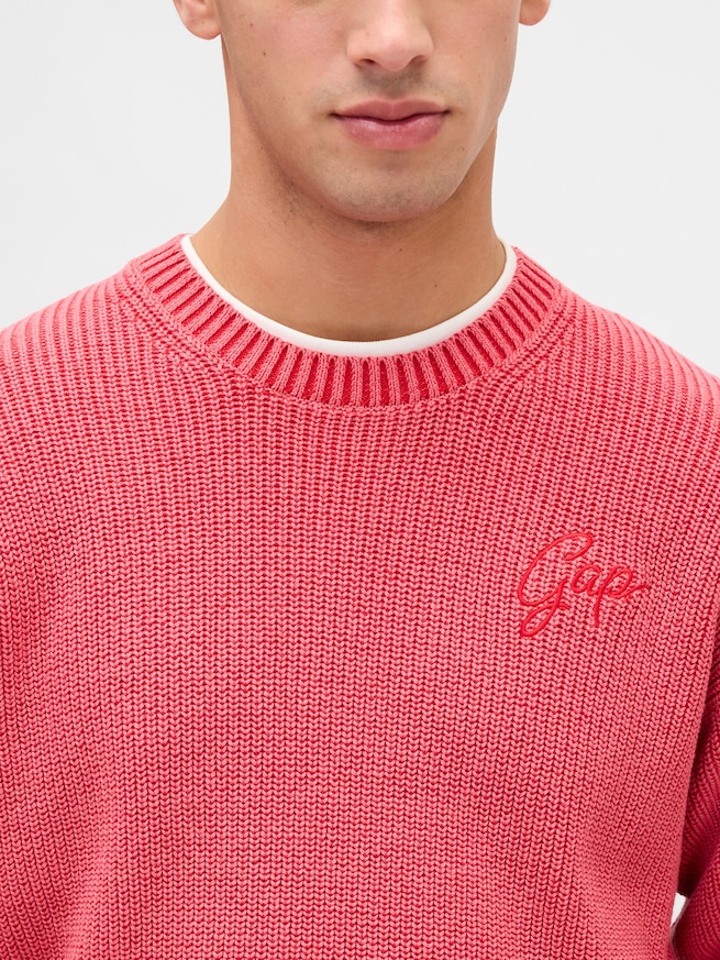 リラックスフィット リブ クルーネックセーター-3