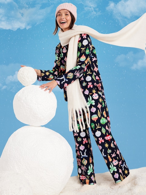 Printed Flannel Pajama Pant Set for Women