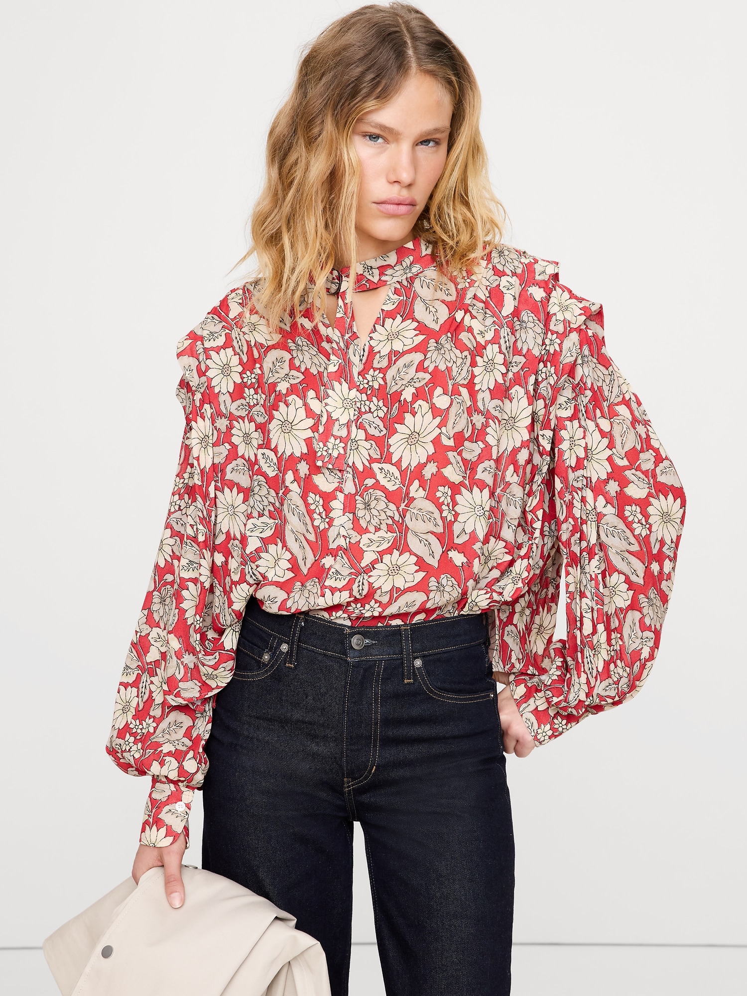 シアー プリーツ ショルダー トップス-0 シアー プリーツ ショルダー トップス-0