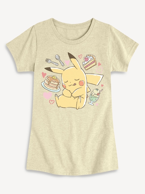 Pokemon Pikachu Dessert Fitted Short Sleeve T-Shirt For Girls