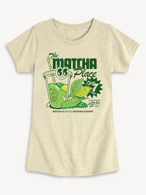 Kawaii Matcha Fitted Short Sleeve T-Shirt For Girls