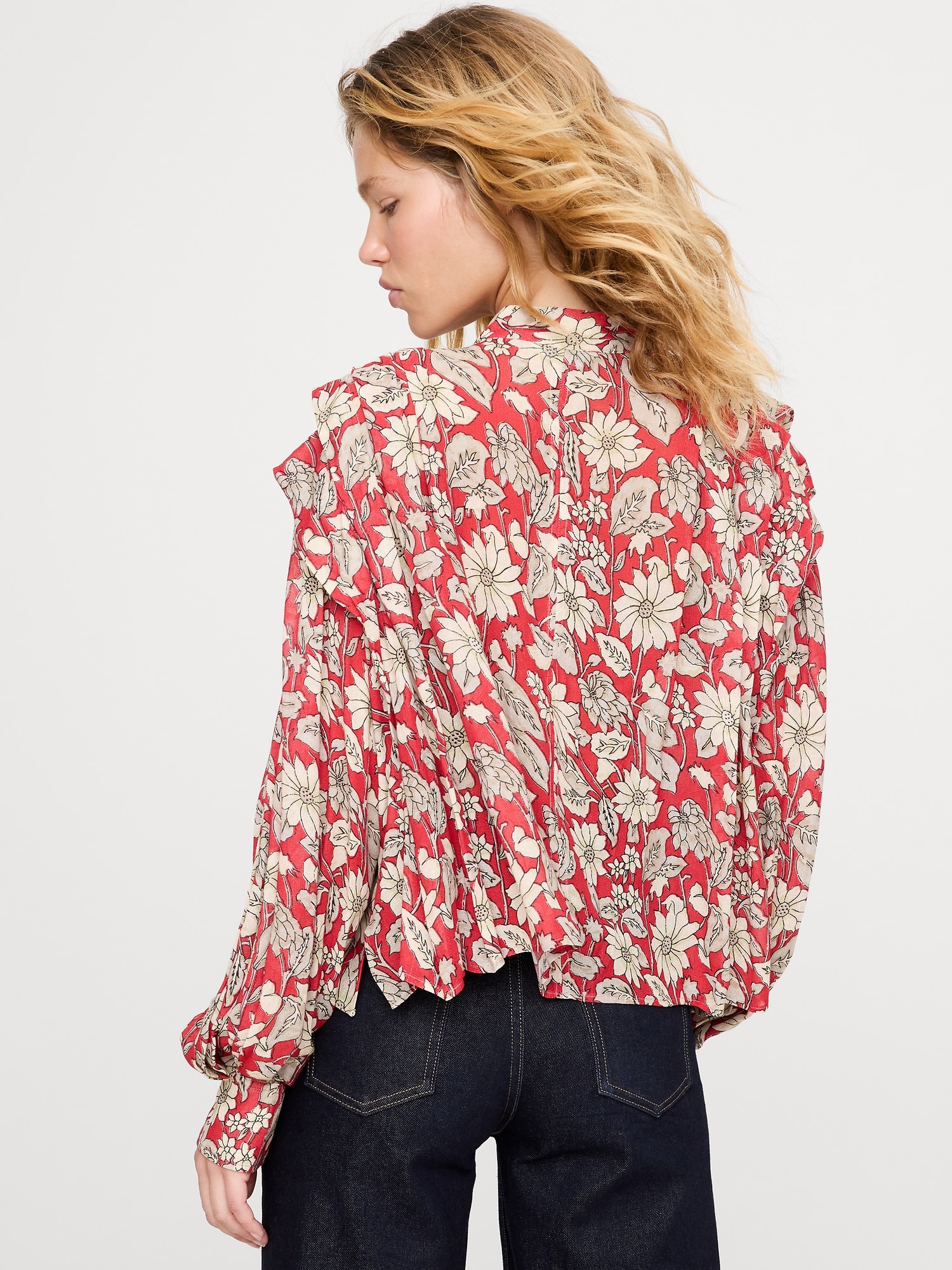 シアー プリーツ ショルダー トップス-2 シアー プリーツ ショルダー トップス-2