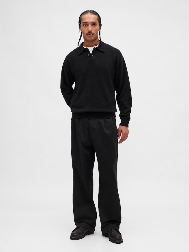 CashSoft カシミヤタッチ リラックスフィット ポロセーター-1