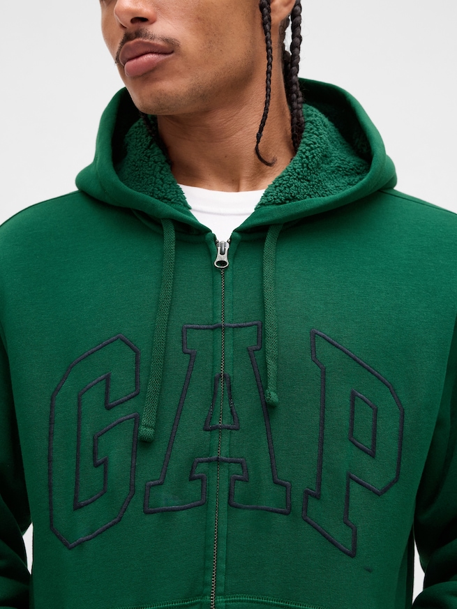 リラックスフィット GAPロゴ 裏ボア ジップアップパーカー-3