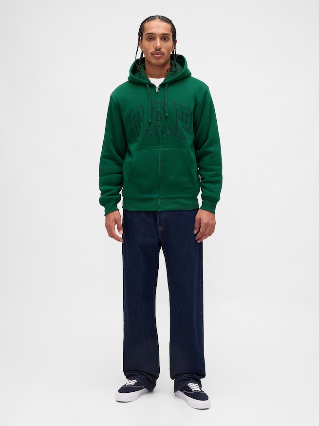 リラックスフィット GAPロゴ 裏ボア ジップアップパーカー-1