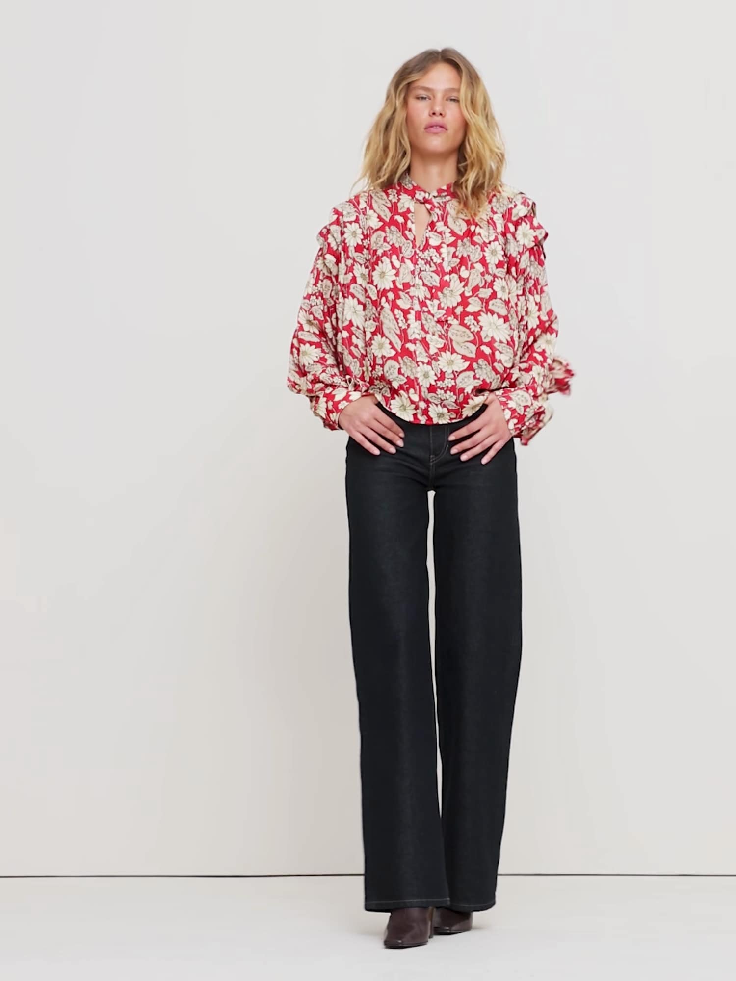 シアー プリーツ ショルダー トップス-6 シアー プリーツ ショルダー トップス-6