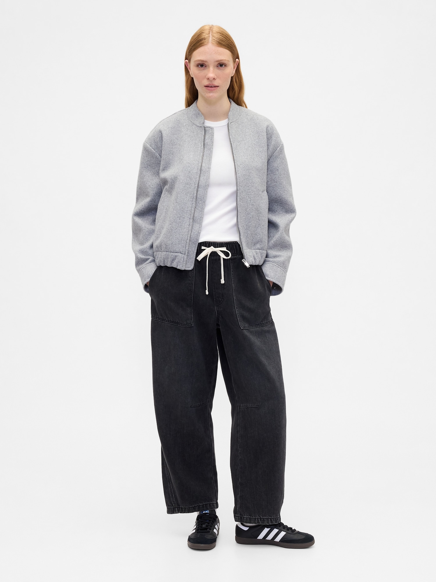 Mid Rise SuperSoft Pull-On Barrel Jeans