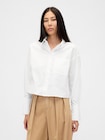 オーガニックコットン ストレートヘム クロップドシャツ-0