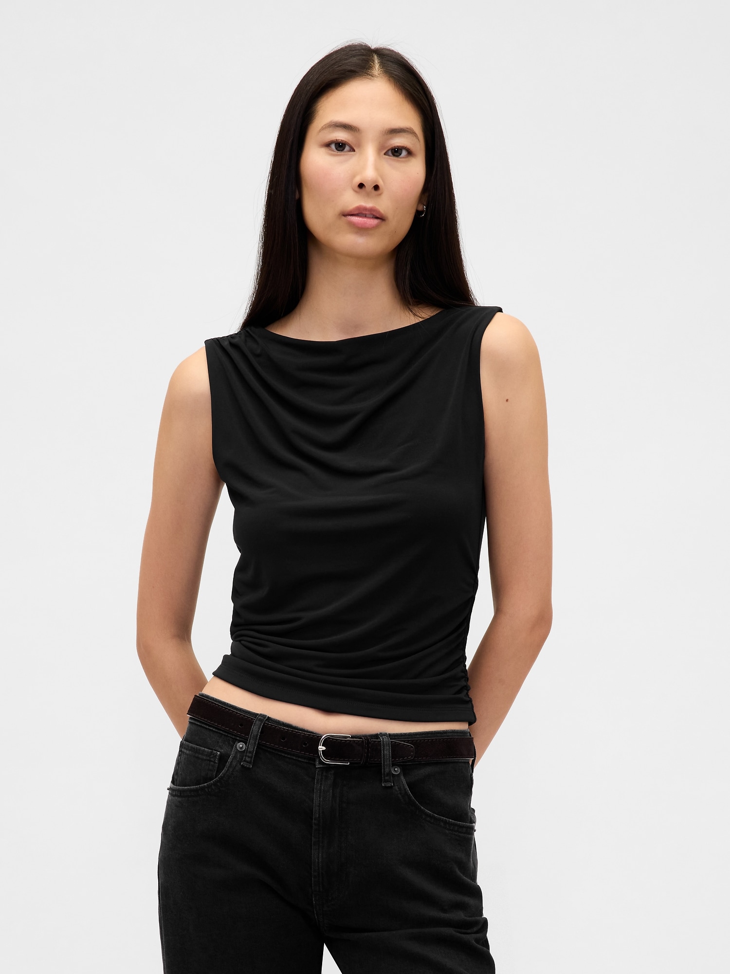 Ruched Boatneck Top