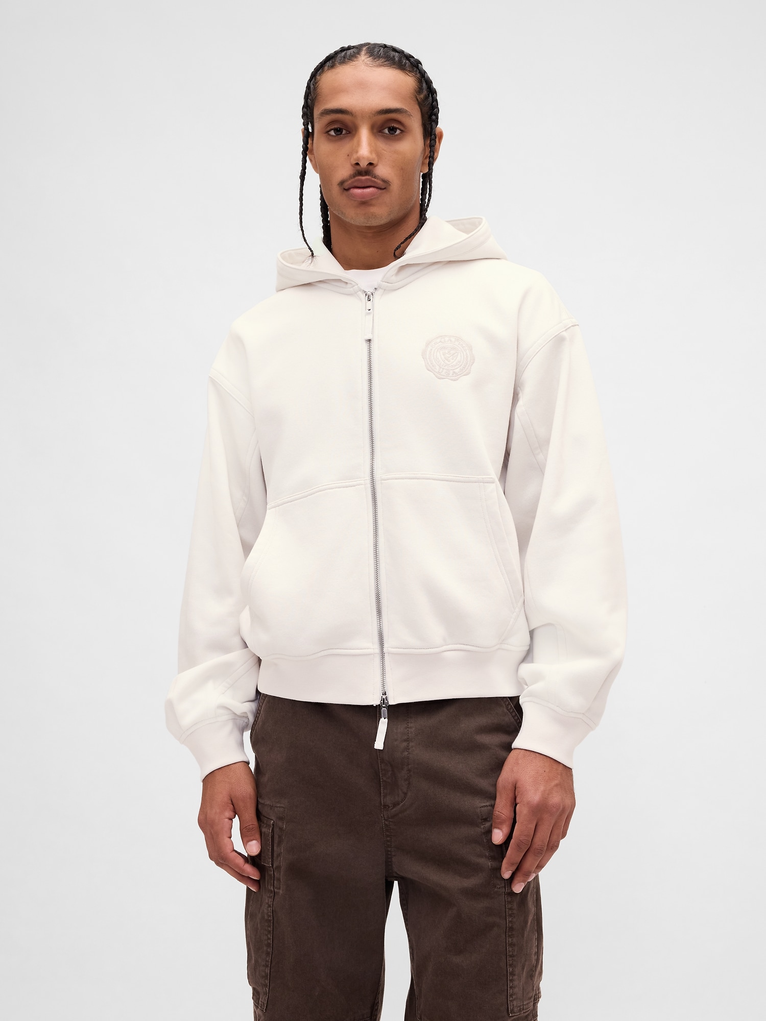 Gap リラックスフィット GAPロゴ ジップアップパーカー