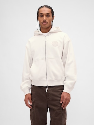 リラックスフィット GAPロゴ ジップアップパーカー