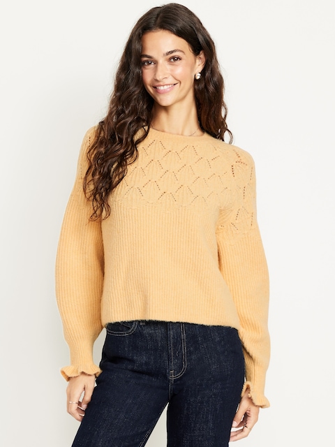 Loose Crew-Neck Cropped Sweater