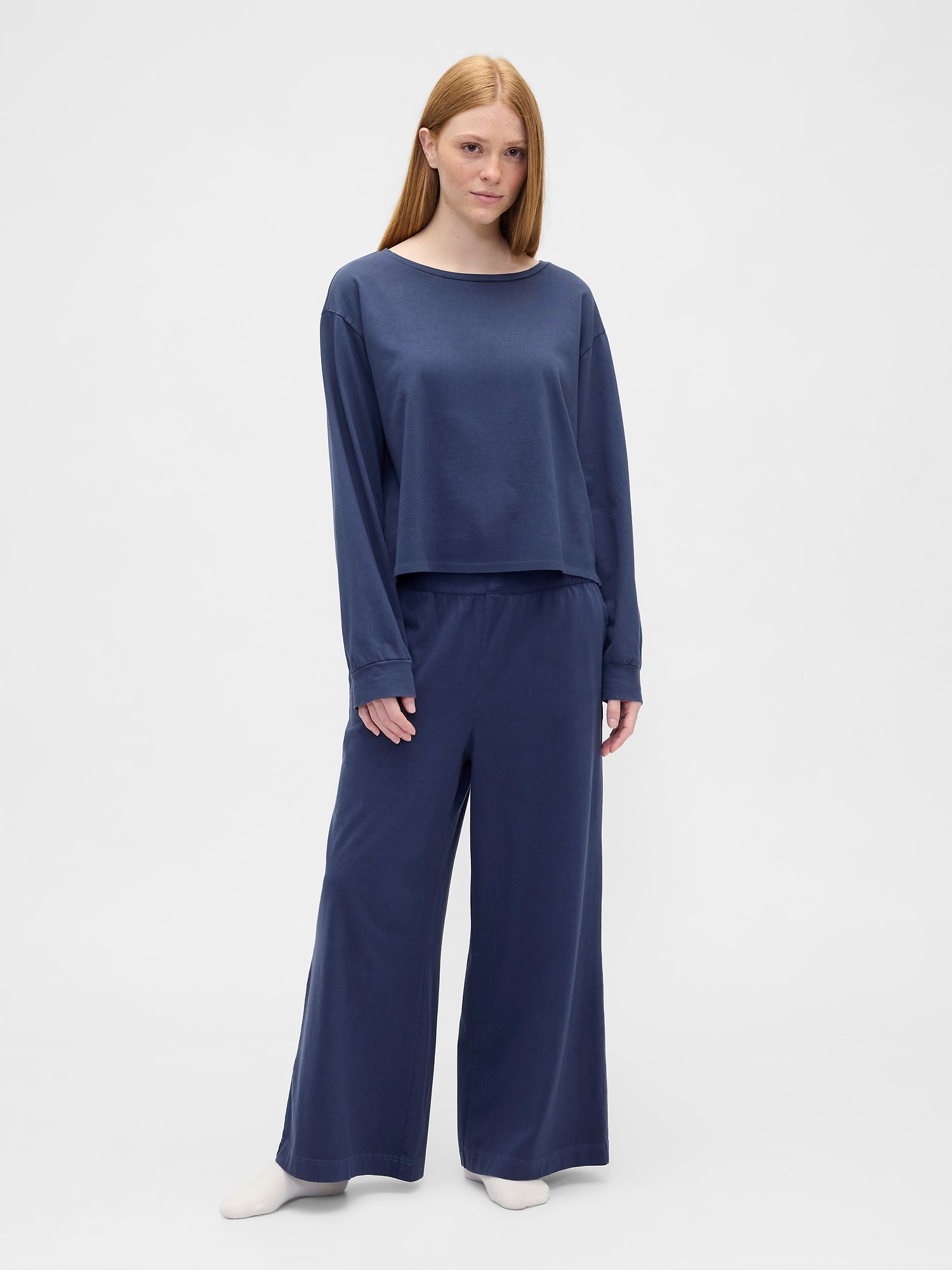 Heavyweight Pull-On Wide-Leg Crop Pants