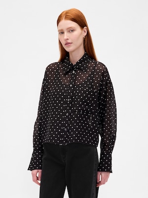 シアー ストレートヘム クロップドシャツ