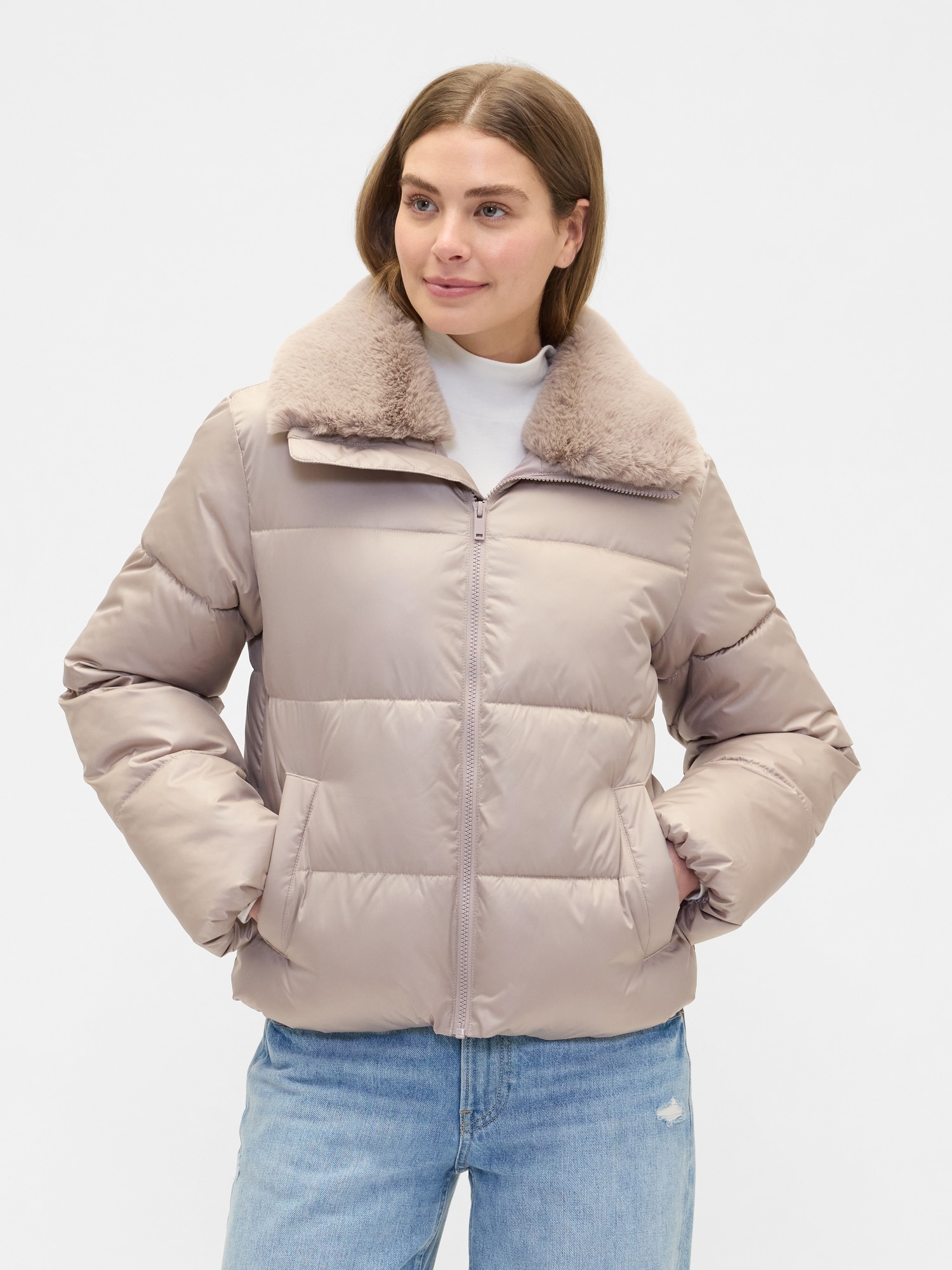 100% Recycled Relaxed Short Puffer Jacket