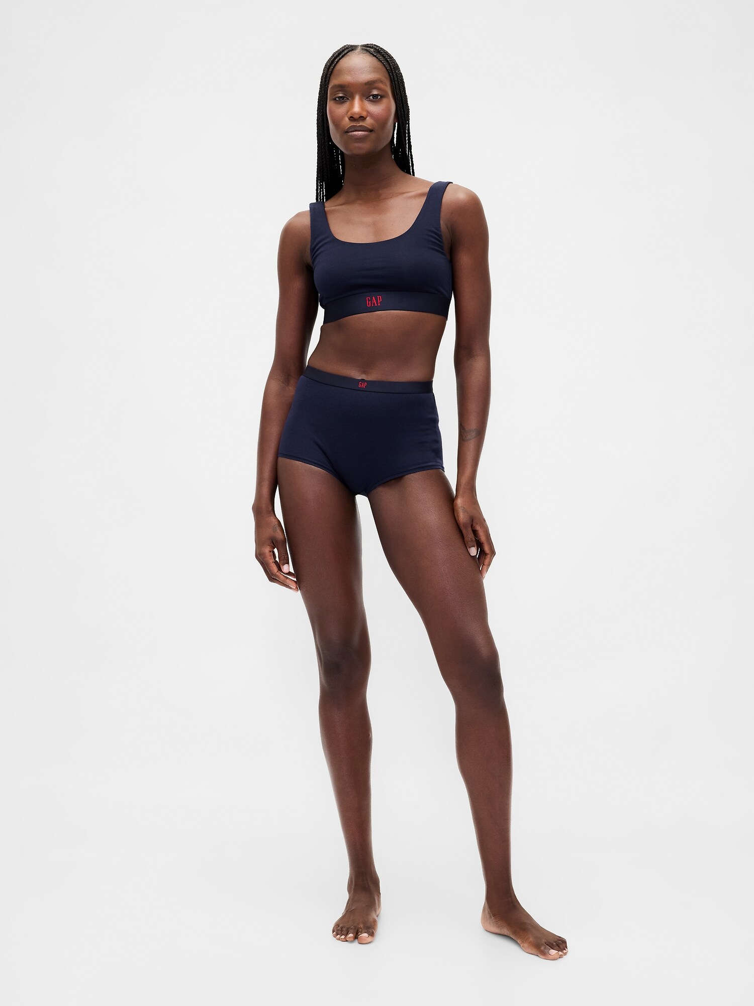 オーガニックコットン ストレッチ ハイライズ ボーイレングスショーツ-2