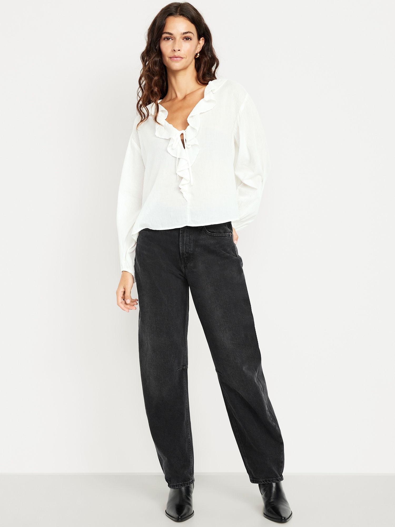 High-Waisted Barrel Jeans