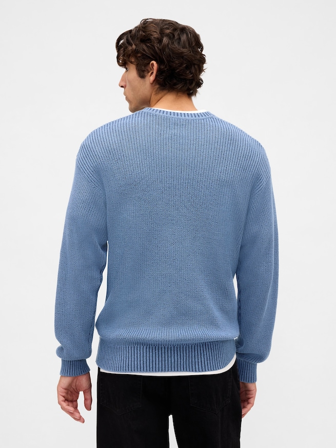 リラックスフィット リブ クルーネックセーター-2