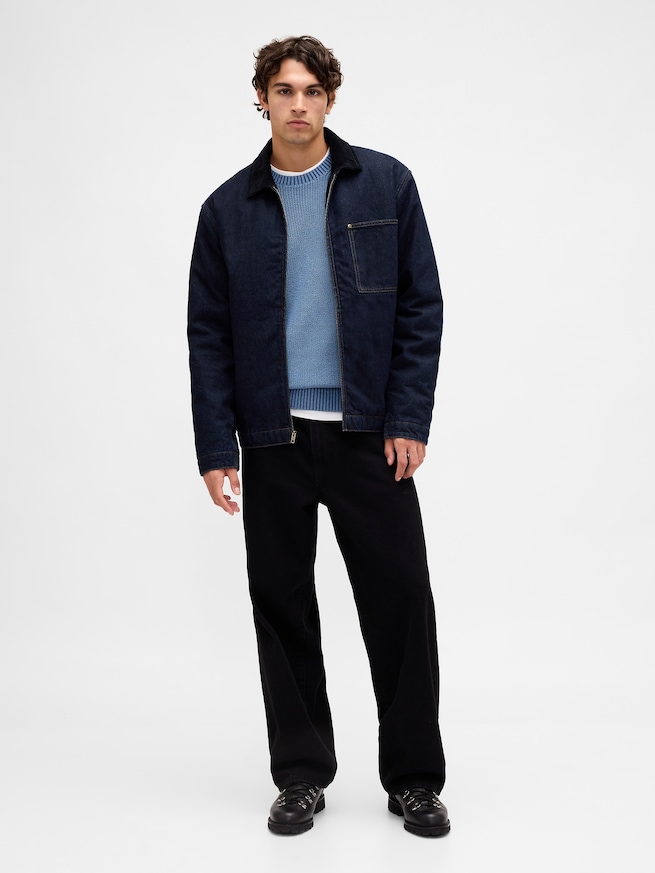 リラックスフィット リブ クルーネックセーター-1