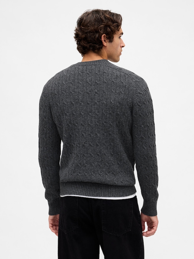 メリノウールブレンド ケーブルニットセーター-2