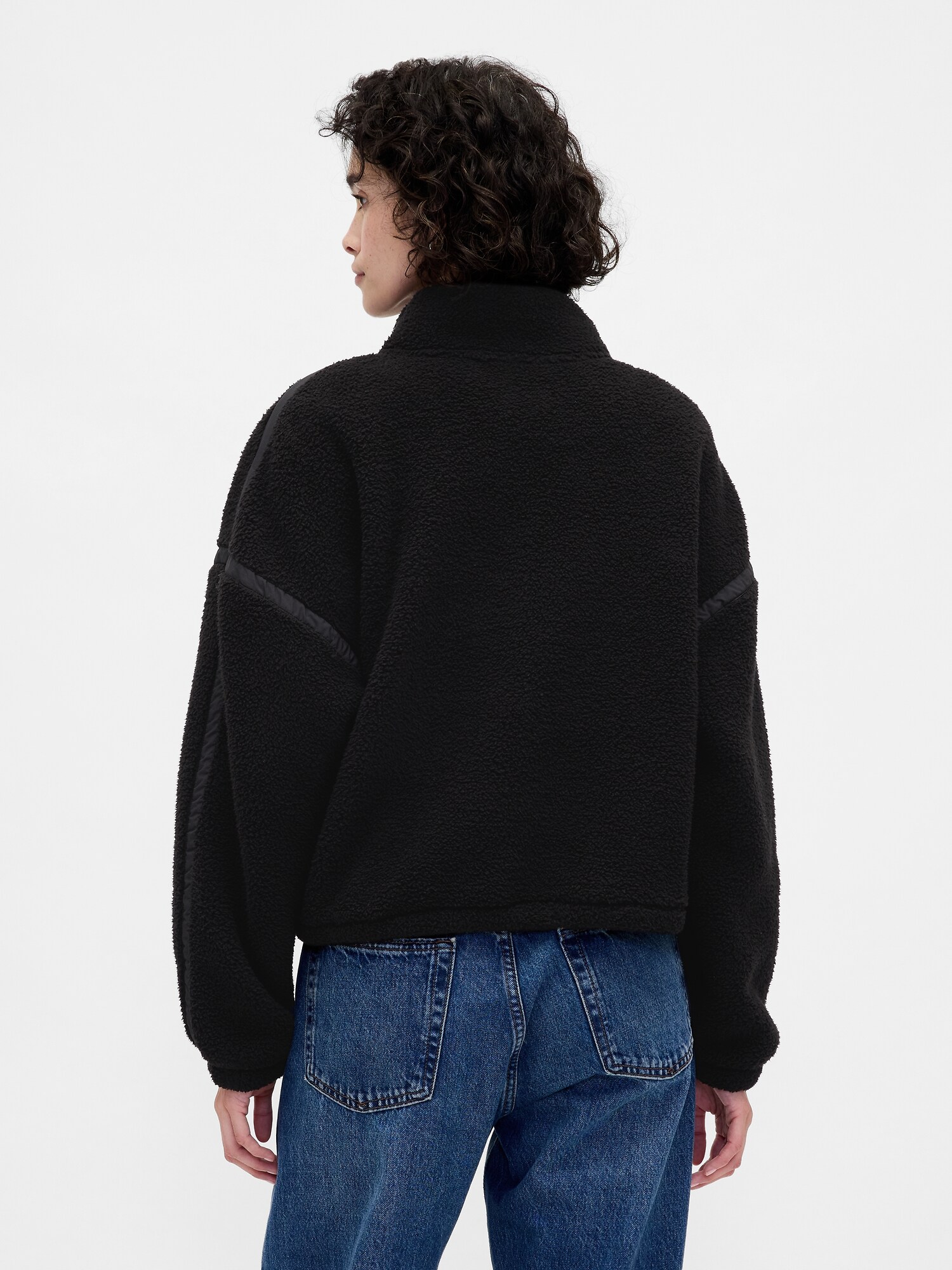 リサイクル オーバーサイズ クロップド ハーフジップ スウェットシャツ-2