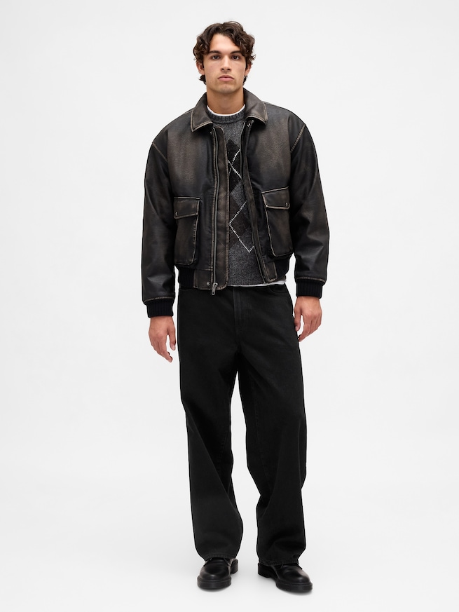 ウール混 リラックスフィット アーガイルセーター-1