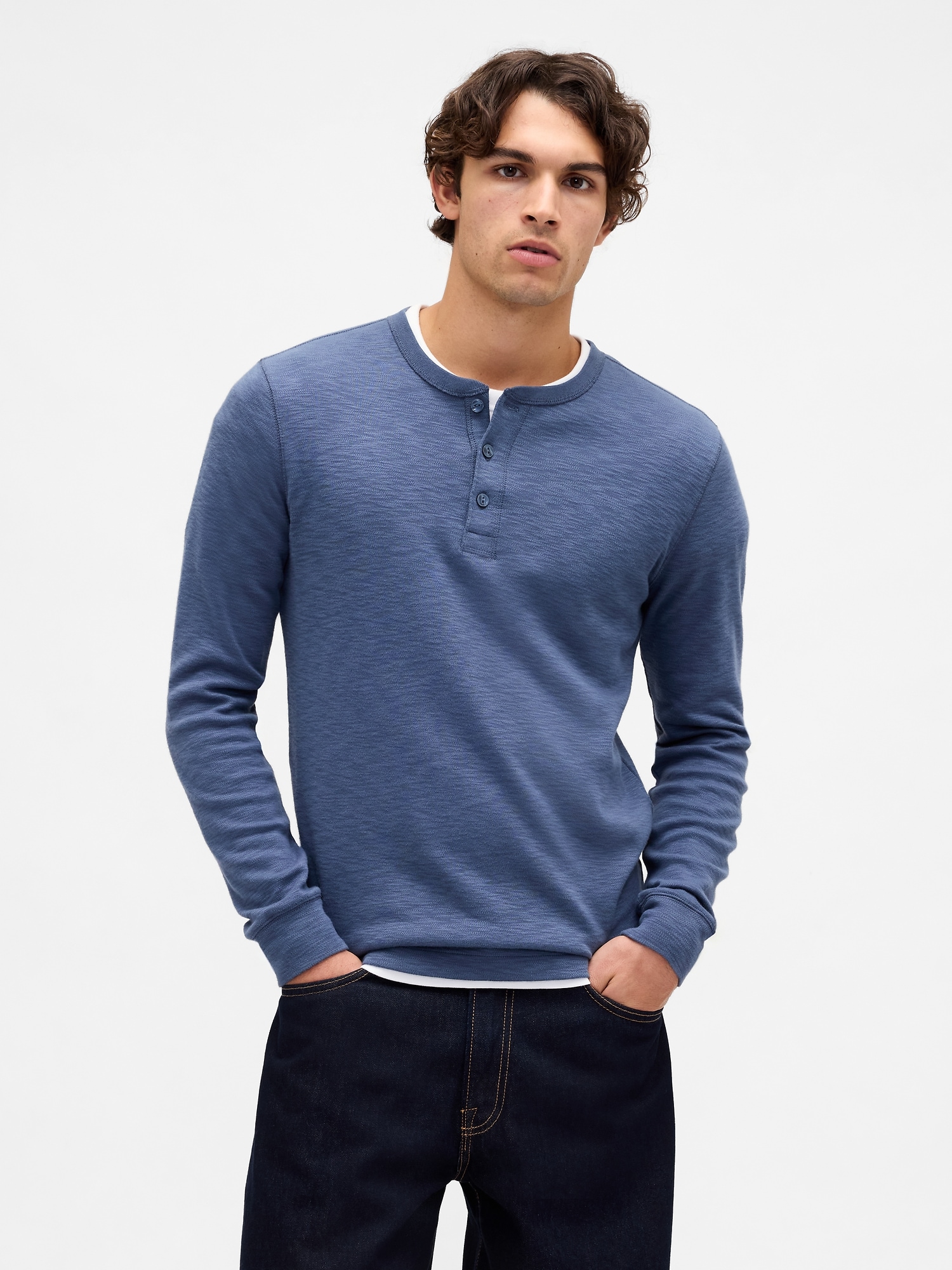 Double-Knit Henley T-Shirt