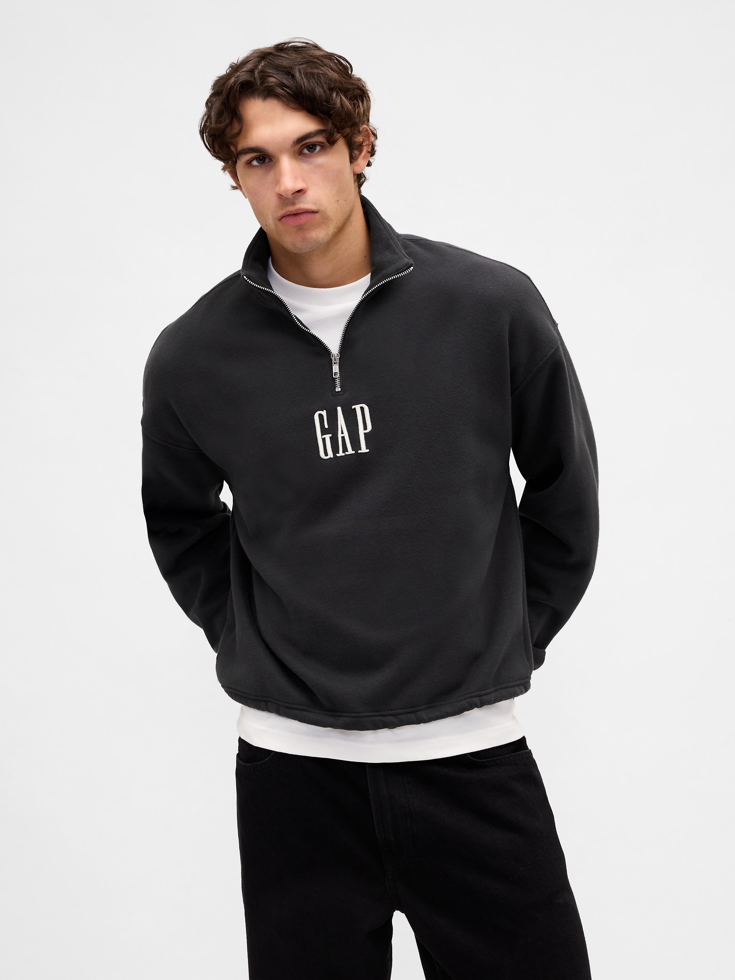 Gap ヴィンテージソフト GAPロゴ ハーフジップ プルオーバー