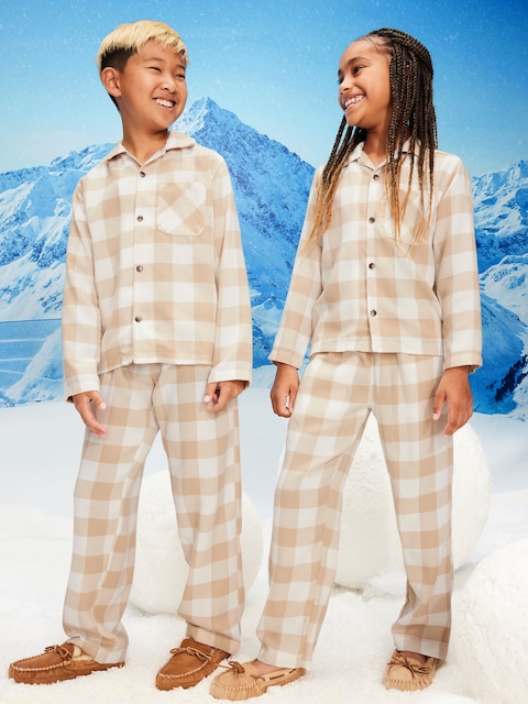 Printed Gender-Neutral Button-Front Pajama Set for Kids
