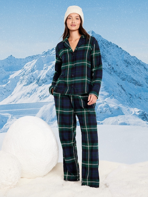 Plaid Flannel Pajama Pant Set for Women