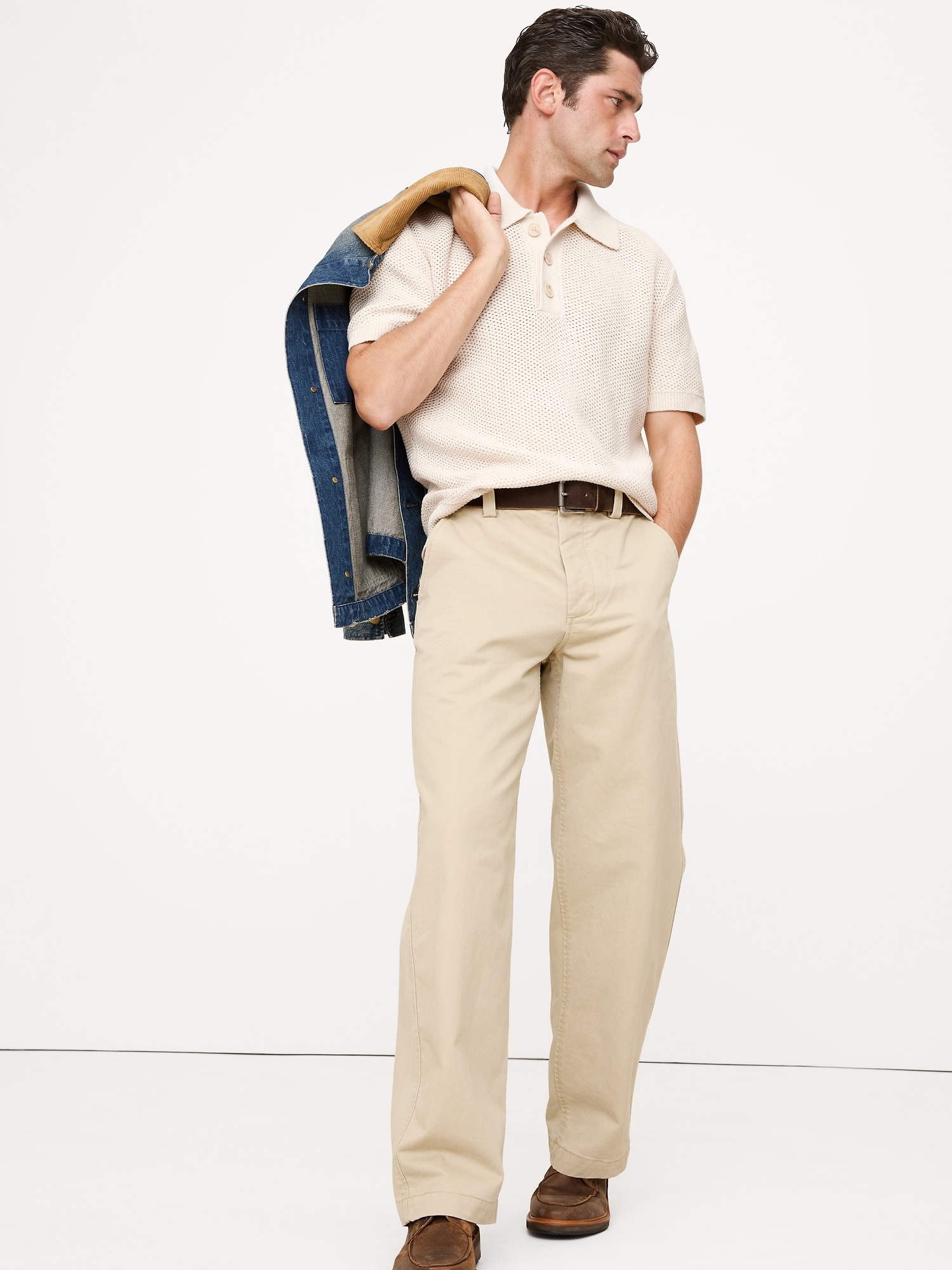 Cotton Honeycomb Sweater Polo